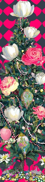 Free printable Christmas bookmarks of a Christmas tree on a red checker background